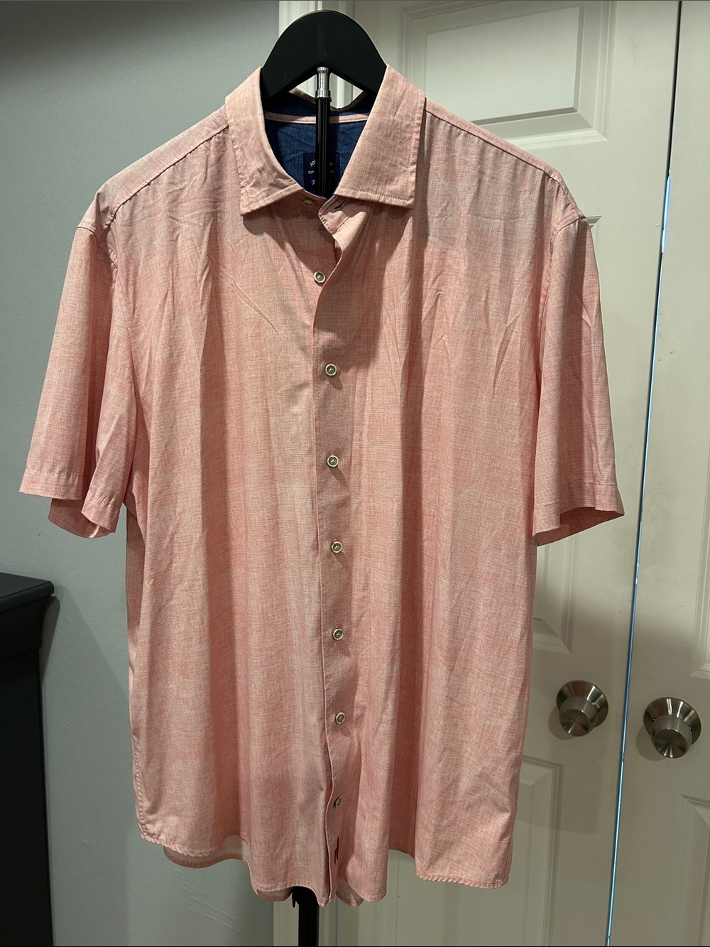 johnnie-O Short-Sleeve Button-Down Shirt in Light Pink